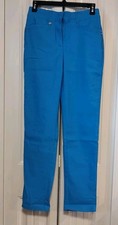 T Tahari Women's Brilliant Blue True Stretch Ankle Pants Sz S/P 68 Career