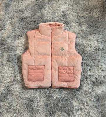 Moncler Pink Faux Fur Puffer Vest Gilet Girls/Women Size 1 Authentic