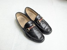 Vintage Gucci Horsebit Loafers Men 8 D Black Leather Dress Shoes Snaffle Italy