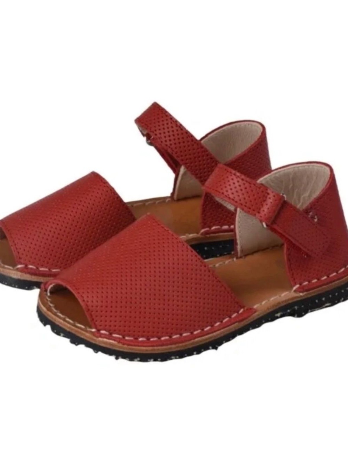 NWOT Manuela De Juan Maihon Red Soft Leather Strap Sandal Toddler Girl 22
