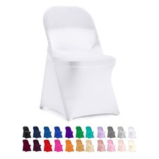 Stretch Spandex Chair Covers for Wedding Party Banquet Event, White, 12 Pack