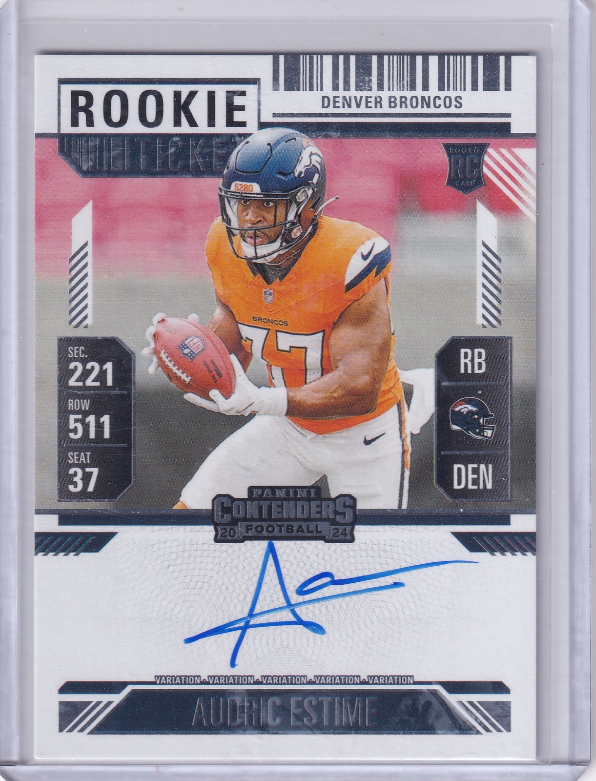 Audric Estime 2024 Panini Contenders Variation Rookie Ticket Rc On Card Auto