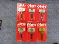 VINTAGE GILLETTE SUPER SPEED DOUBLE EDGE RAZOR w PLATINUM PLUS RAZOR BLADES NOS