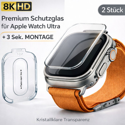 2X DISPLAY SCHUTZGLAS FÜR APPLE WATCH ULTRA 2/3 49MM PANZERFOLIE + MONTAGEHILFE 