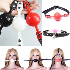 48mm Gag Open Mouth Gag PU Leather Head Harness Bondage Silicone Gag BDSM Couple