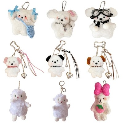 Cozy Plush Canine Puppy Charm Hanging Decoration For Car Backpack Key Daily Use