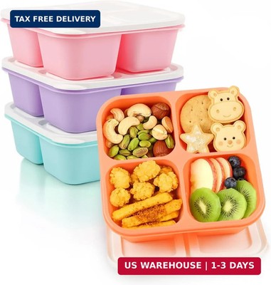 Bento Box Adult Lunch Box- 4 Pack,4 Compartment Snack Containers Reusable Meal P