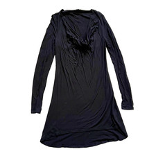 Alice + Olivia Base Rayon Draped Neck Long Sleeve Black Mini Dress S