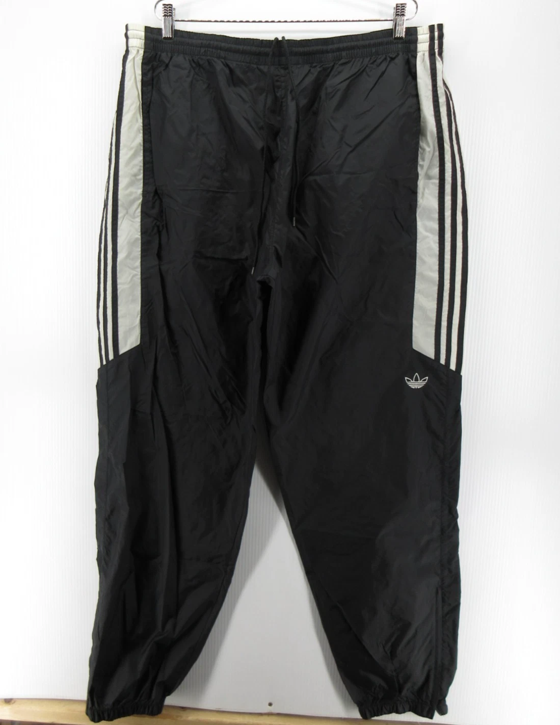 VTG Adidas Pants Men XXL Black Track Jogger Windbreaker Trefoil 90s Ankle Zip *