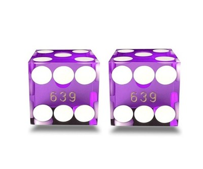 Pair of Quality Precision Casino Razor Edge Serialized 19mm Purple Craps Dice!