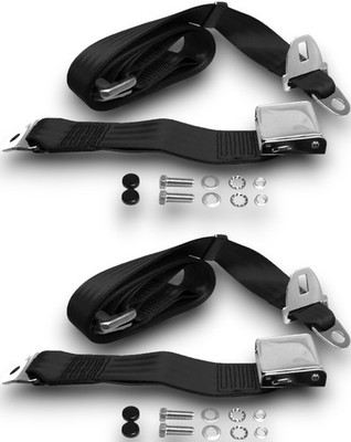 Safety Belt Strap Two-Point Chrome Black For Jaguar E-Type XK XS Set