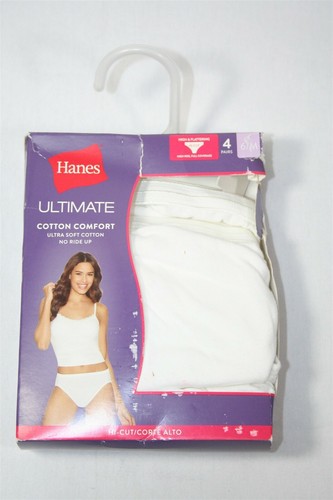 949X05 Hanes 43KUB1 Ultimate Cotton Comfort Hi Cut Panties 4 Pair 6/M (NWD) - Picture 4 of 4