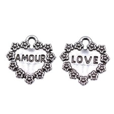 140 Pcs Tibetan Silver Love Amour Heart Charms Pendant 16X15MM Diy Making B16083