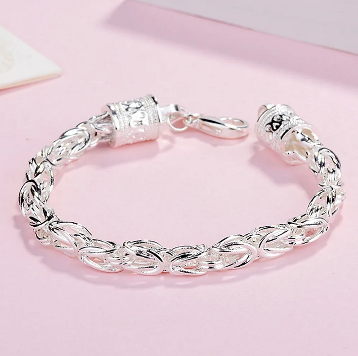 Unisex Quality Sterling Silver Plated Dragon Link Bracelet