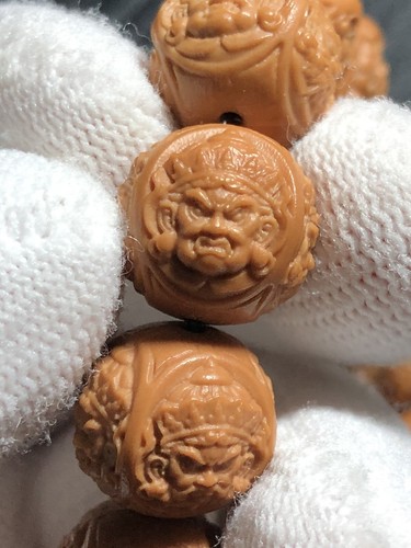 15mm Hedgehog Hand carved Four Dharma protectors of Buddhism Bracelet纯手工雕刻猴头四大护法 - Picture 6 of 12