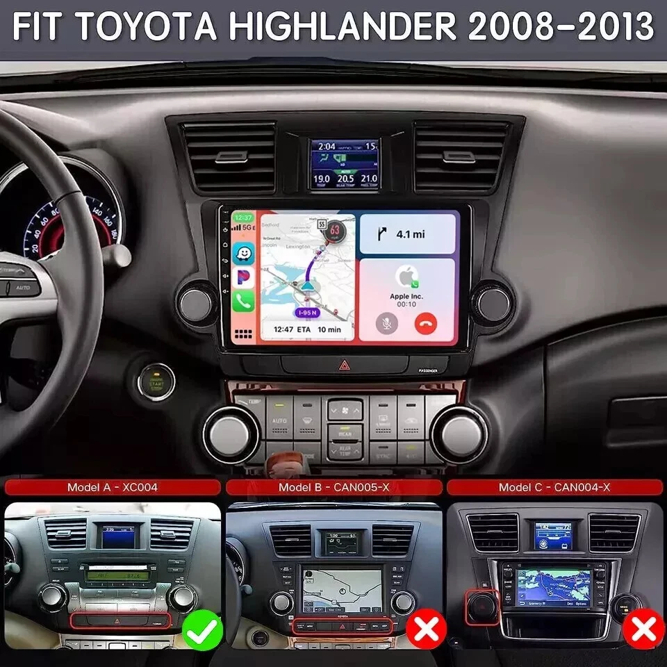 For 2008-2013 Toyota Highlander Apple Carplay Car Radio Android12 GPS JBL Stereo - Picture 5 of 17