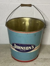 ANTIQUE VINTAGE HA JOHNSON'S CO. FRUIT COMPANY TIN PAIL BUCKET 11” ADVERTISING