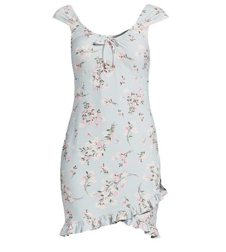 No Boundaries Juniors Knit Ruffle Hem Dress Size L (11-13) Jade Delight Floral