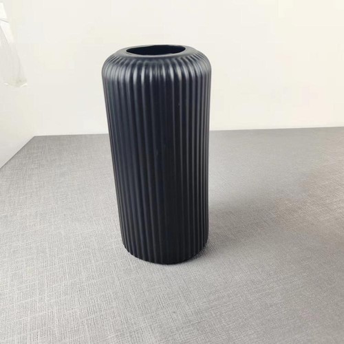 Striped Ceramic-like Plastic Vase for Flowers, Decorative Floral Arrangement - Picture 25 of 29