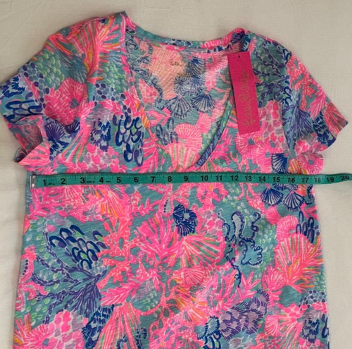NWT Lilly Pulitzer Women's Etta V Neck Splendor in the Sand Cotton T-Shirt, Sz S - Picture 7 of 10
