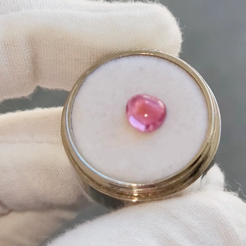NATURAL Pink Tourmaline Handcut Cabochon Precious Gemstone; 1.365ct; 7x7 (mm) - Video 1 of 1