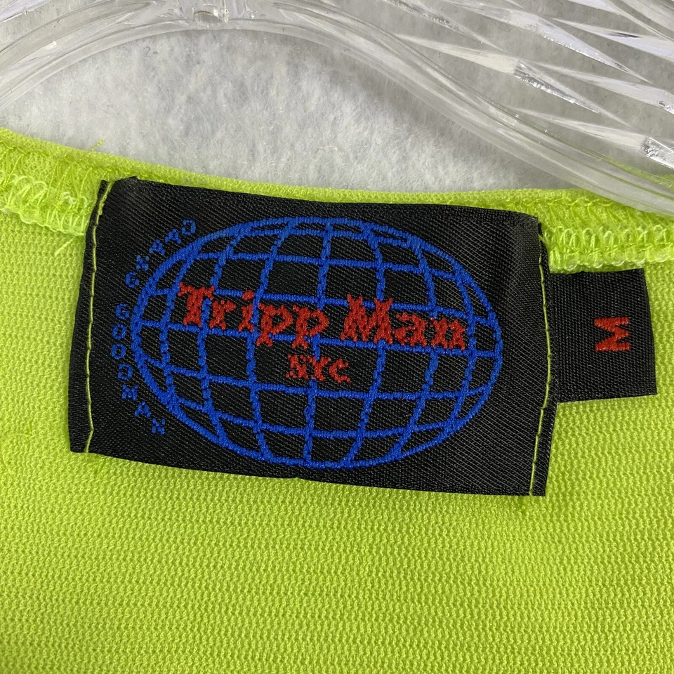 Camisa Tripp Man NYC DE COLECCIÓN Verde Neón S/S Talla M Malla de Nylon EE. UU. Para hombres Calce Ajustado Años 90 Foto 2 de 4
