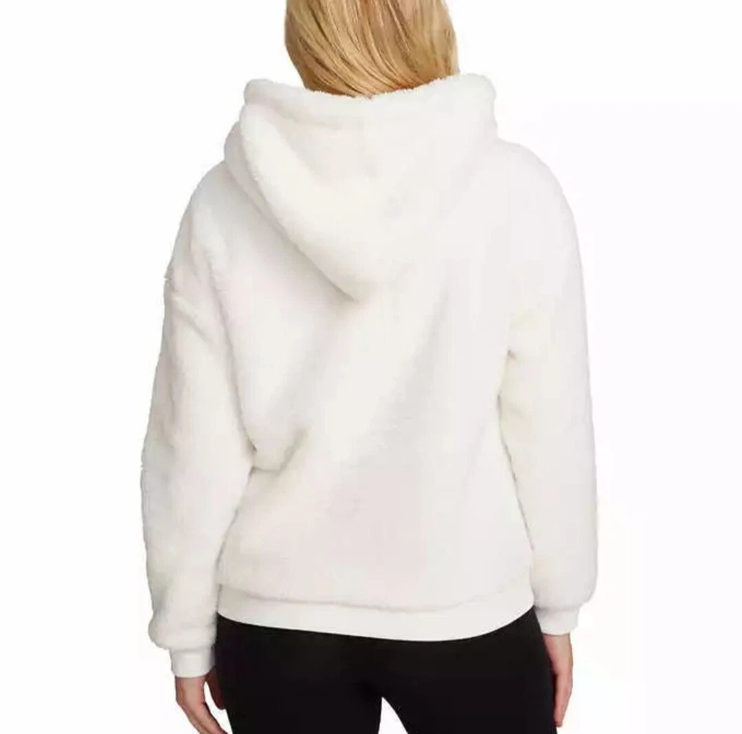 OFF WHITE ?Lukka Lux Felpa con cappuccio donna accogliente in pile sherpa bianco sporco con tasche taglia large?