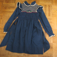 Vtg Blue Plaid Hand Smocked Girls Dress Sz 6x 1980 Xmas Sears Disney Winnie Pooh
