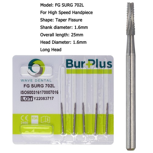 Wave Dental Surgical Length Bur 557 557L 702 701 FG SURG Long Carbide High Speed - Picture 12 of 108