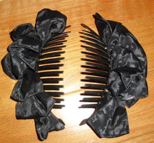 NEW Vintage 2-Piece Hair Cincher Bow Banana Comb Plastic 1980s Unbranded Black