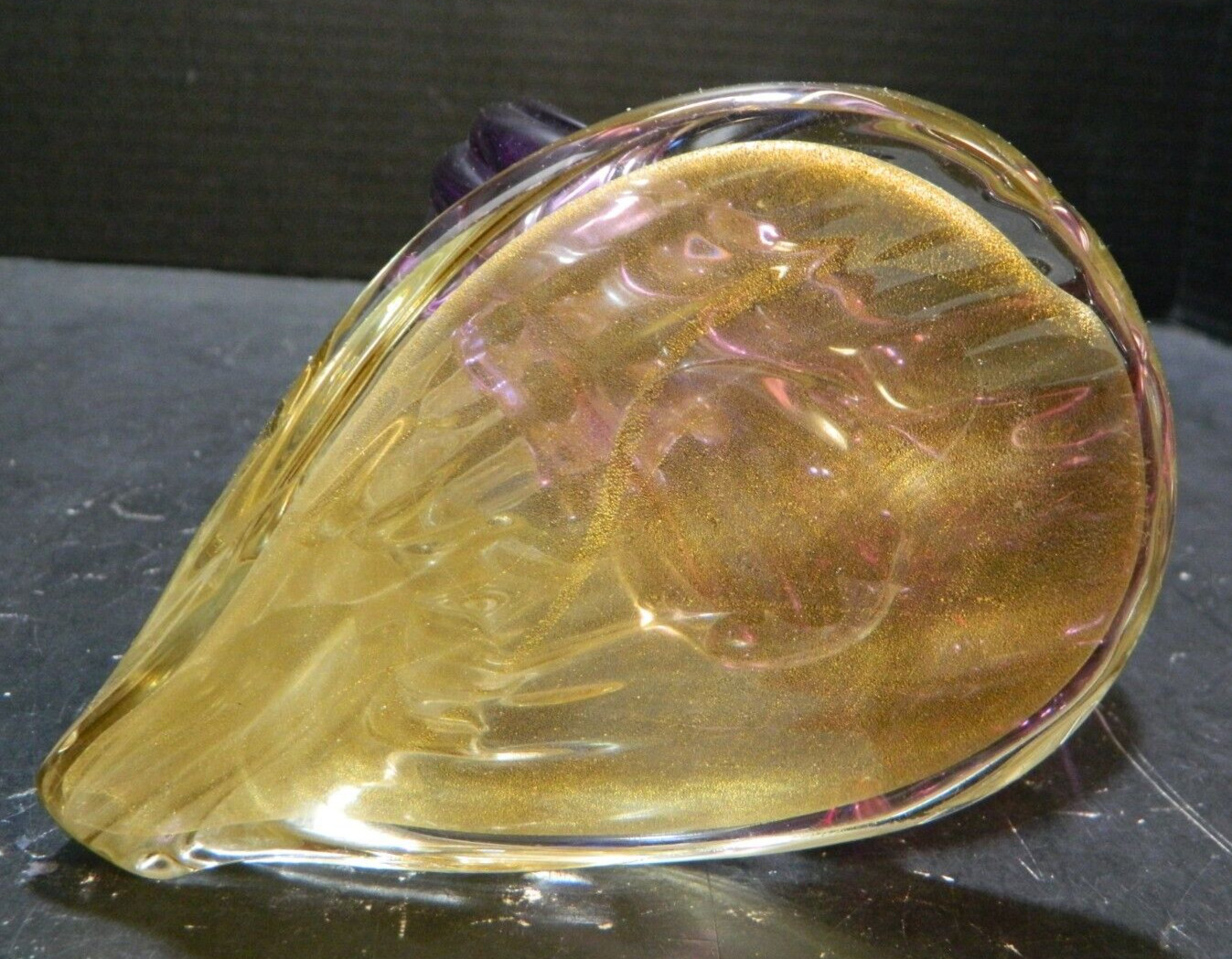 Barbini Murano Purple Gold Bird of Paradise Italian Art Glass Pheasant Sculpture