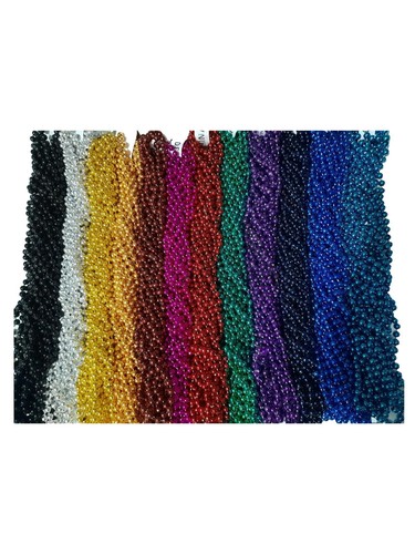 144 Choice 12 colors Mardi Gras Beads Party Favors Necklaces Metallic 12 Dozen - Picture 2 of 3