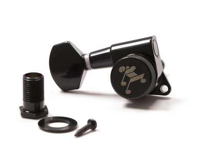 Tone Ninja 19:1 Locking Tuners, 6 Inline Staggered set, Left Handed, Black