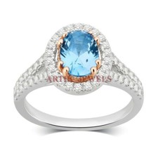 Natural Blue Topaz Gemstone with 925 Sterling Silver Ring for Women's 3216