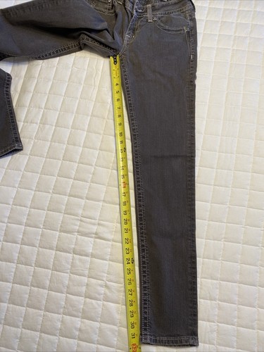 Miss Me Gray Rhinstone Embellished Skinny Flap Back Pocket Denim Jeans Size 28 - Picture 10 of 10
