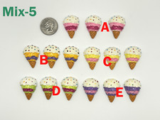 15pc x 1 1/4" Motif Resin Ice Cream Cone Flatback Embellishment w/Sprinkle SB422