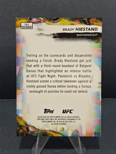 2024 Topps Finest UFC Brady Hiestand Brillo Dorado Poco Común 7/39 #162 - Imagen 2 de 2