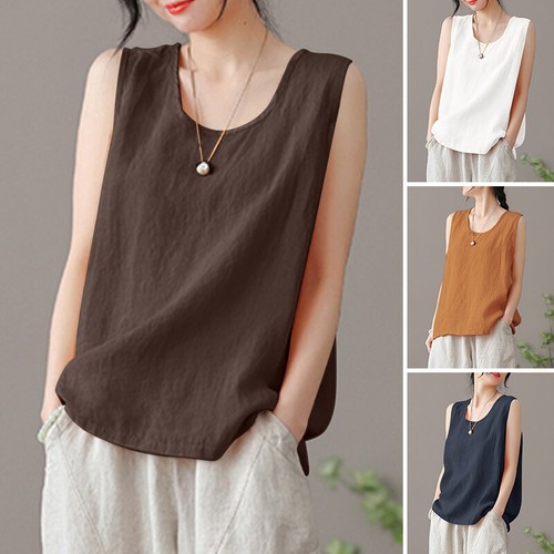 ZANZEA Women Floral Vest Tank Tops Cami Holiday Casual Loose Cotton Blouse Shirt - Picture 7 of 27