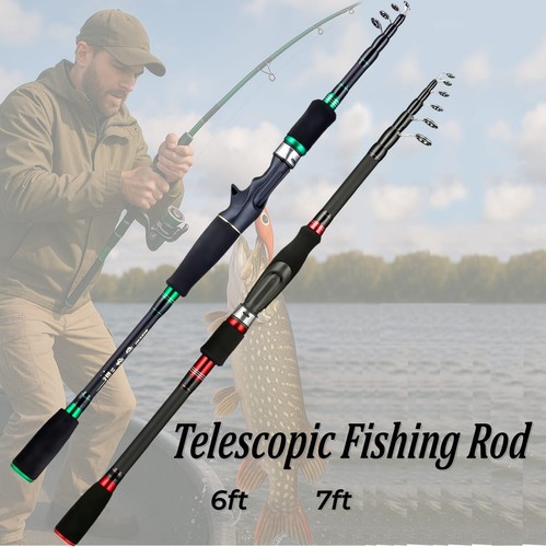 Telescopic Fishing Rod 7FT Telescopic Carbon Fiber Fishing Rod - Portable Ultralight Spinning Pole For Sea & Boat Fishing Telescoping Fish Rod Telescopic Fishing Rod 7FT Telescopic Carbon Fiber Fishing Rod - Portable Ultralight Spinning Pole For Sea & Boat Fishing Telescoping Fish Rod