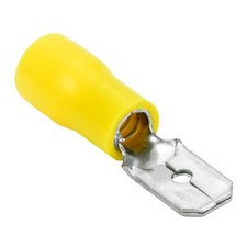 50 Vinyl Male Quick Disconnect Terminal 12-10GA AWG gauge Yellow 0.250" Wire Car