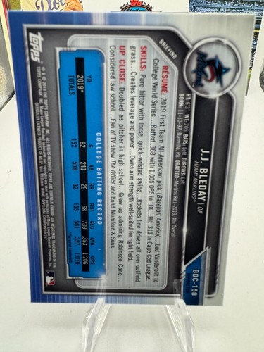 2019 Bowman Draft - Chrome Refractor #BDC-150 JJ Bleday - Picture 2 of 2