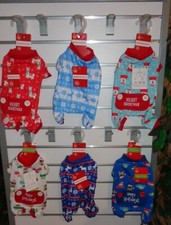 Pet Central X-Small 8" Back Length Set of 6 Festive XS Dog Pajamas NEW TAGS