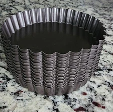  Aluminum Alloy Fluted Pie Pan Removable Bottom Non-Stick Tart Pack Of 12 4inchs