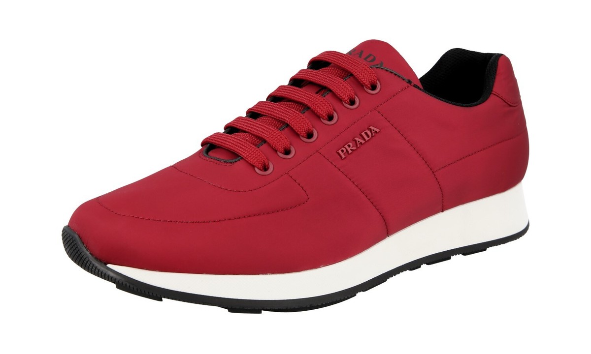 PRADA PRAX01 MATCHRACE SNEAKERS SHOES 4E3355 RED WHITE NYLON