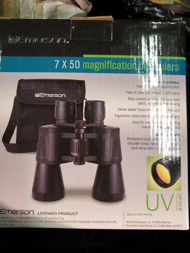 OUTDOOR BINOCULARS 7 X 50 MAGNIFICATION UV EMERSON NEW IN BOX HUNTING . Ruby opt - Picture 2 of 4
