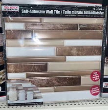 LOT 10 Sheets Hardware Self Adhesive Tan Brown and White Wall Tile 12x12 in