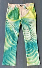 ROBERTO CAVALLI Liquid Opt-Art Irredescant Mermaid Sea Spring 2001 Pants