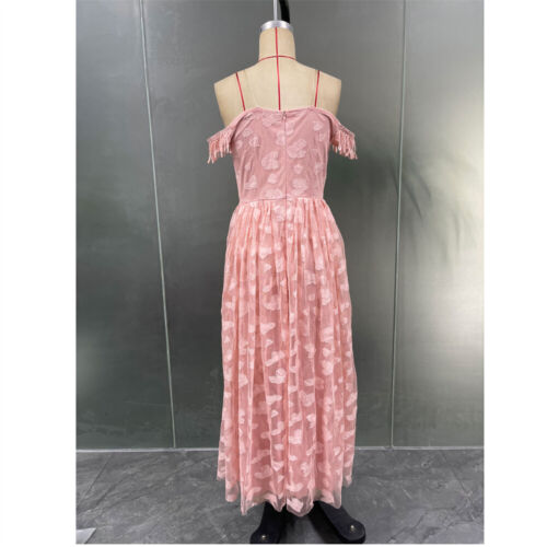 Summer Evening Party Dress Women Tassel Off Shoulder Maxi Formal Prom Dresses - Picture 5 of 24