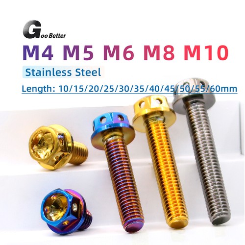 Bulloni Acciaio Inox M4 M5 M6 M8 M10 Testa Flangia Esagonale Cava Viti Moto - Foto 1 di 121