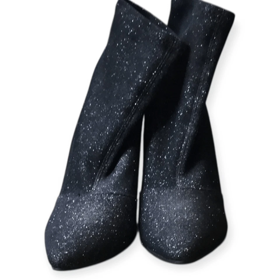 Botines al tobillo BRASH plateados y negros lurex punta picante tacón alto B Foto 3 de 4